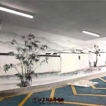 车库背景墙彩绘墙体手工绘画油画风景定制扬州艺术涂鸦上门绘制
